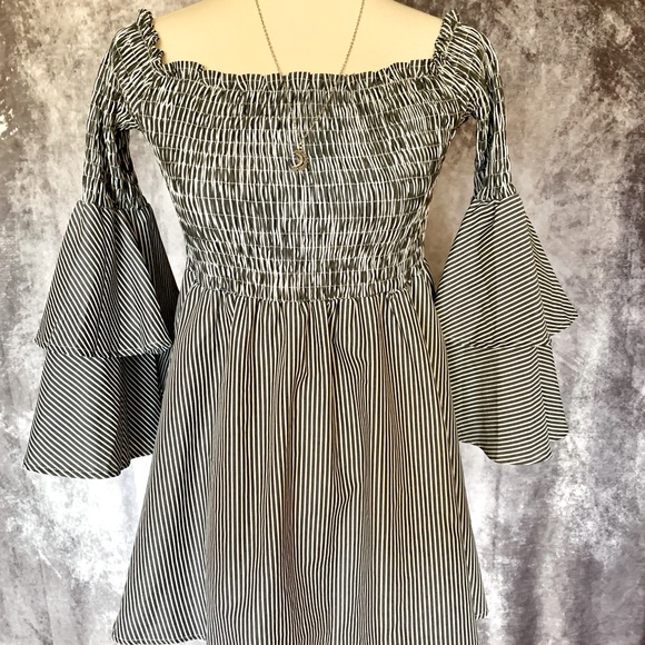 No Brand Dresses & Skirts - Blue And White Striped Off The Shoulder Minidress, NWOT, size medium